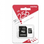 Карта памяти SmartBuy MicroSDXC 256GB UHS-1, Class 10, скорость чтения 90Мб/сек (с адаптером SD), SB256GBSDCL10-01
