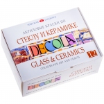 Краски по стеклу и керамике Decola, 12 цветов, 20мл, картон, 4041114