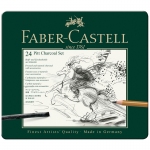 Набор угля и угольных карандашей Faber-Castell "Pitt Charcoal" 24 предмета, метал. кор., 112978