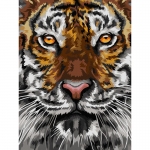 Картина по номерам на холсте ТРИ СОВЫ "Тигриный взгляд", 30*40, с акриловыми красками и кистями, КХ_44087