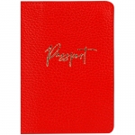 Обложка для паспорта OfficeSpace "Naples", кожа, красный, тиснение фольгой, 311093