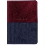 Обложка для паспорта OfficeSpace "Duo", кожа, бордо+синий, тиснение фольгой, 311100