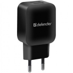 Зарядное устройство сетевое Defender EPA-13, 2*USB, 2.1А output, пакет, черный, 83840