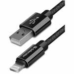 Кабель Defender ACH01-03T PRO USB(AM) - Lightning(M), для Apple, 2.1A output, в оплетке, 1м, черный, 87808