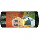 Мешки для мусора  30л КБ "Ecoclean" ПНД, 48*55см, 6мкм, 50шт., черные, в рулоне, 1640