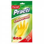 Перчатки резиновые Paclan "Practi. Universal", разм. S, желтые, пакет с европодвесом, 407890