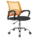 Кресло оператора Helmi HL-M95 R (695) "Airy", СН, спинка сетка оранжевая/сиденье ткань TW черная, пиастра, 348712