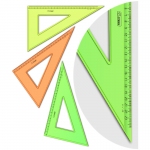 Треугольник 30°, 23см СТАММ, пластиковый, прозрачный, неоновые цвета, ассорти, ТК54