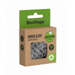 Скрепки 28мм, Berlingo "Green Series", 100шт., никелированные, крафт упак., европодвес, DBs_28100J