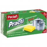 Губки для посуды Paclan "Practi Maxi", поролон с абразивным слоем, 3шт., 409120/409121