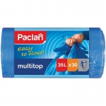 Мешки для мусора  35л Paclan "Multitop" ПВД, 50*64см, 10,5мкм, 30шт., синие, в рулоне, с завязками, 402080/402082