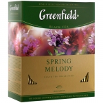 Чай Greenfield "Spring Melody", черный, с ароматом мяты, чабреца, 100 фольг. пакетиков по 1,5г, 1065-09