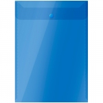 Папка-конверт на кнопке OfficeSpace А4, вертикальная, 150мкм, пластик, полупрозрачная, синяя, 267525