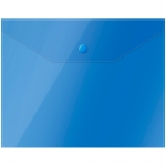 Папка-конверт на кнопке OfficeSpace А5 (190*240мм), 150мкм, пластик, полупрозрачная, синяя, 267531