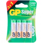 Батарейка GP Super AA (LR6) 15A алкалиновая, BC4 (промо 3+1), GP 15A3/1-2CR4