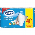 Полотенца бумажные в рулонах Zewa, 2-слойные, 14м/рул., тиснение, белые, 4шт., 144099