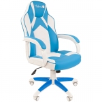 Кресло игровое Helmi HL-S17 "Arrow", экокожа, белая/синяя, механизм качания, 322028