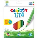 Карандаши цветные пластиковые Carioca "Tita", 24цв., заточен., картон, европодвес, 42794