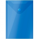 Папка-конверт на кнопке OfficeSpace А6 (105*148мм), 150мкм, пластик, полупрозрачная, синяя, 267535