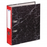 Папка-регистратор OfficeSpace 70мм, мрамор, черная, красный корешок, нижний метал. кант, 274413