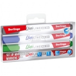 Набор маркеров для белых досок Berlingo "Uniline WB300" 04цв., пулевидный, 3мм, PET