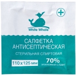 Салфетки стерильные White Whale, 110*125мм, 80шт., антисептические, спиртовые, 30785/30818