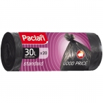 Мешки для мусора  30л Paclan "Standard" ПНД, 50*60см, 7,3мкм, 20шт., черные, в рулоне, 402100/403210/403211