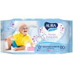 Салфетки влажные Aura "Ultra comfort", 60шт., детские, с алоэ, 4600999005152