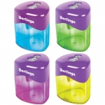 Точилка пластиковая Berlingo "DoubleColor" 2 отверстия, контейнер, ассорти, BBp_15009