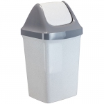 Ведро-контейнер для мусора (урна) Idea "Свинг", 50л, качающаяся крышка, пластик, мраморный, М 2464