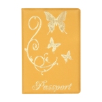 Обложка для паспорта OfficeSpace "Бабочки" мягкий полиуретан, золотая, тиснение золотом, 342742