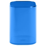 Подставка-стакан СТАММ "Фаворит", пластиковая, квадратная, тонированная синяя, ПС-30580