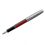 Ручка перьевая Parker "Sonnet Sand Blasted Metal&Red Lacquer" черная, 0,8мм, подарочная упаковка, 2146736