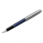 Ручка-роллер Parker "Sonnet Sand Blasted Metal&Blue Lacquer" черная, 0,8мм, подарочная упаковка, 2146639