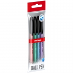 Ручка шариковая Berlingo "Instinct" синяя, 0,7мм, корпус ассорти, 4шт., пакет, CBp_70015_4