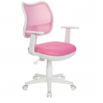 Кресло детское Бюрократ CH-W797, PL, ткань розовая/сетка, механизм качания, пластик белый, 664135
