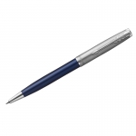 Ручка шариковая Parker "Sonnet Sand Blasted Metal&Blue Lacquer" черная, 1,0мм, поворот., подарочная упаковка, 2146640