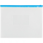 Папка-конверт на zip-молнии OfficeSpace А4, полипропилен, 150мкм, прозрачная, карман, молния синяя, 329760