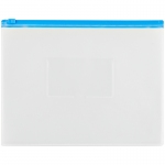 Папка-конверт на zip-молнии OfficeSpace А5, полипропилен, 150мкм, прозрачная, карман, молния синяя, 329764