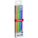 Ручка шариковая Berlingo "Starlight" синяя, 0,7мм, игольчатый стержень, корпус ассорти, 4шт., пластиковый футляр, CBp_07250_4