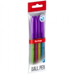 Ручка шариковая Berlingo "Triangle 110 Color" синяя, 0,7мм, грип, корпус ассорти, 4шт., пакет, CBp_07115_4