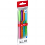 Ручка шариковая Berlingo "Triangle Fuze Stick" синяя, 0,5мм корпус ассорти, 4шт., пакет, CBp_05218_4
