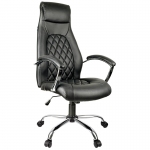 Кресло руководителя Helmi HL-E24 "Iсon", экокожа черная, хром, 283164