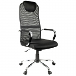Кресло руководителя Helmi HL-E25 "Intelligent", ткань/сетка черная, подголовник хром, 283166