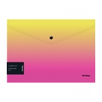 Папка-конверт на кнопке Berlingo "Radiance" А4, 180мкм, желтый/розовый градиент, с рисунком, EFb_A4001