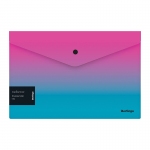 Папка-конверт на кнопке Berlingo "Radiance" А4, 180мкм, розовый/голубой градиент, с рисунком, EFb_A4002