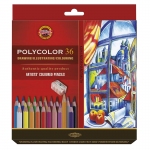 Карандаши цветные художественные Koh-I-Noor "Polycolor 3835", 36цв., заточен.+ точилка+2 ч/гр. кар. 1500, картон, европодвес, 3835036007KZ