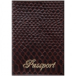 Обложка для паспорта OfficeSpace "Питон", кожа, коричневый, 254226