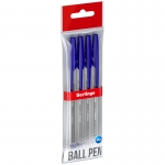 Ручка шариковая Berlingo "Tribase" синяя, 1,0мм, 4шт., пакет с европодвесом, CBp_10902_4