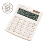 Калькулятор настольный Citizen SDC-812NR-WH, 12 разрядов, двойное питание, 102*124*25мм, белый, SDC-812NR-WH